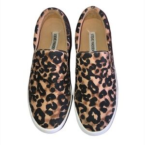 STEVE MADDEN Sneakers Women's Size 9 Black Gill Slip-On Shoes Leopard Cheetah